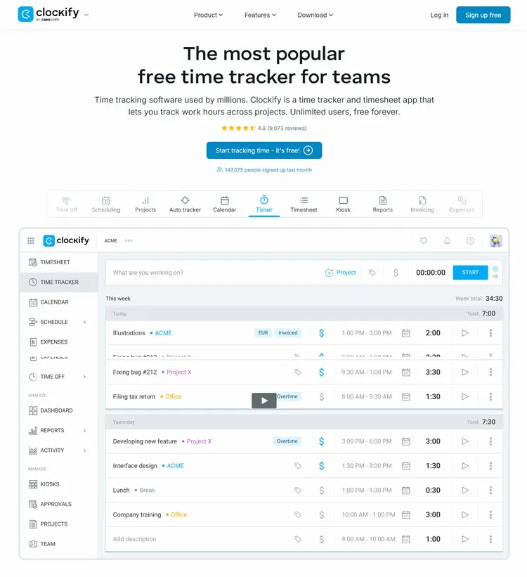 Clockify - Free AI Time Tracking Software