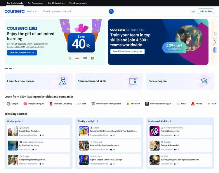 Coursera - University-level courses in various subjects