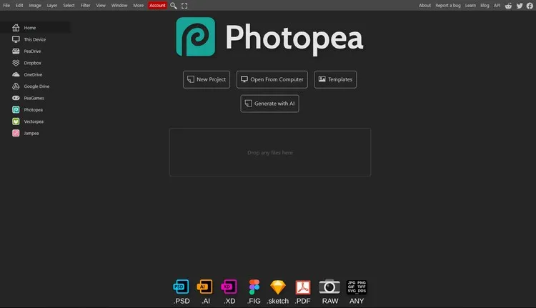 Photopea: free online photo editor alternative to Adobe Photoshop
