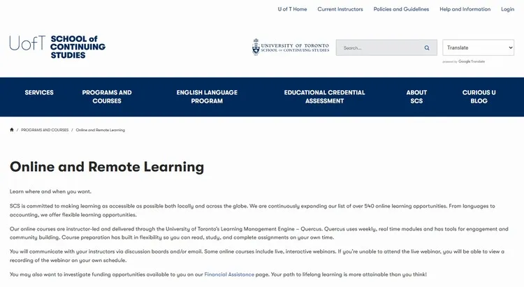 University of Toronto Online - Courses across various disciplines