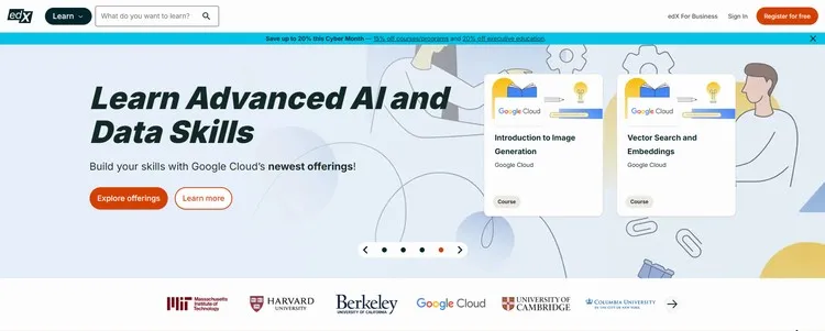 edX - Free courses from universities like MIT and Harvard