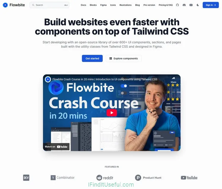 Flowbite Tailwind CSS Components Library