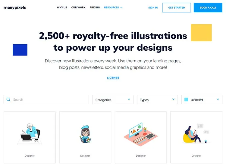 ManyPixels Royalty Free Illustrations for Blog Posts and Landing Pages