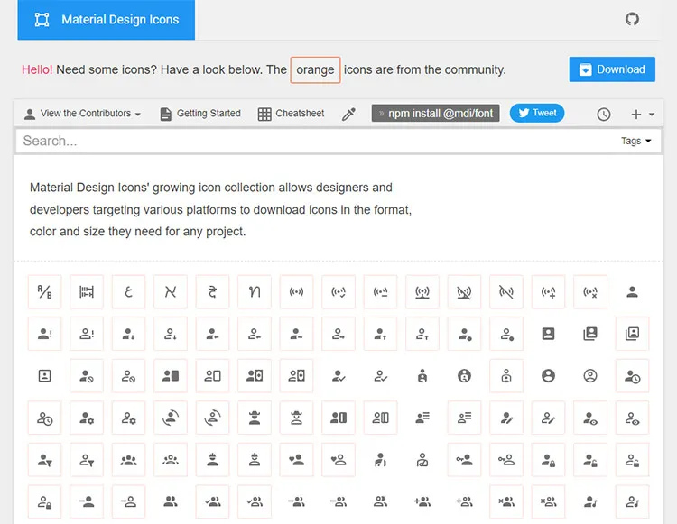 Material Design Icons Free Icon Font for Website UI Design