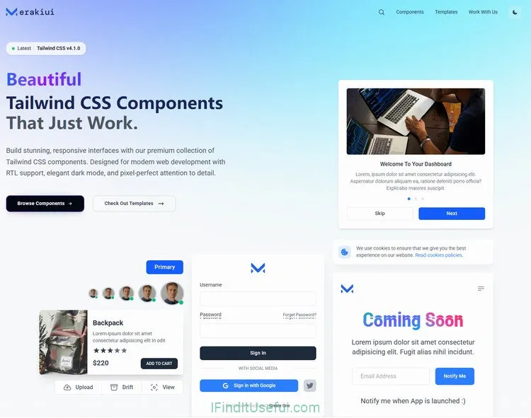 Meraki UI Tailwind CSS Components Library