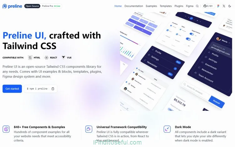 Preline UI Tailwind CSS Components Library